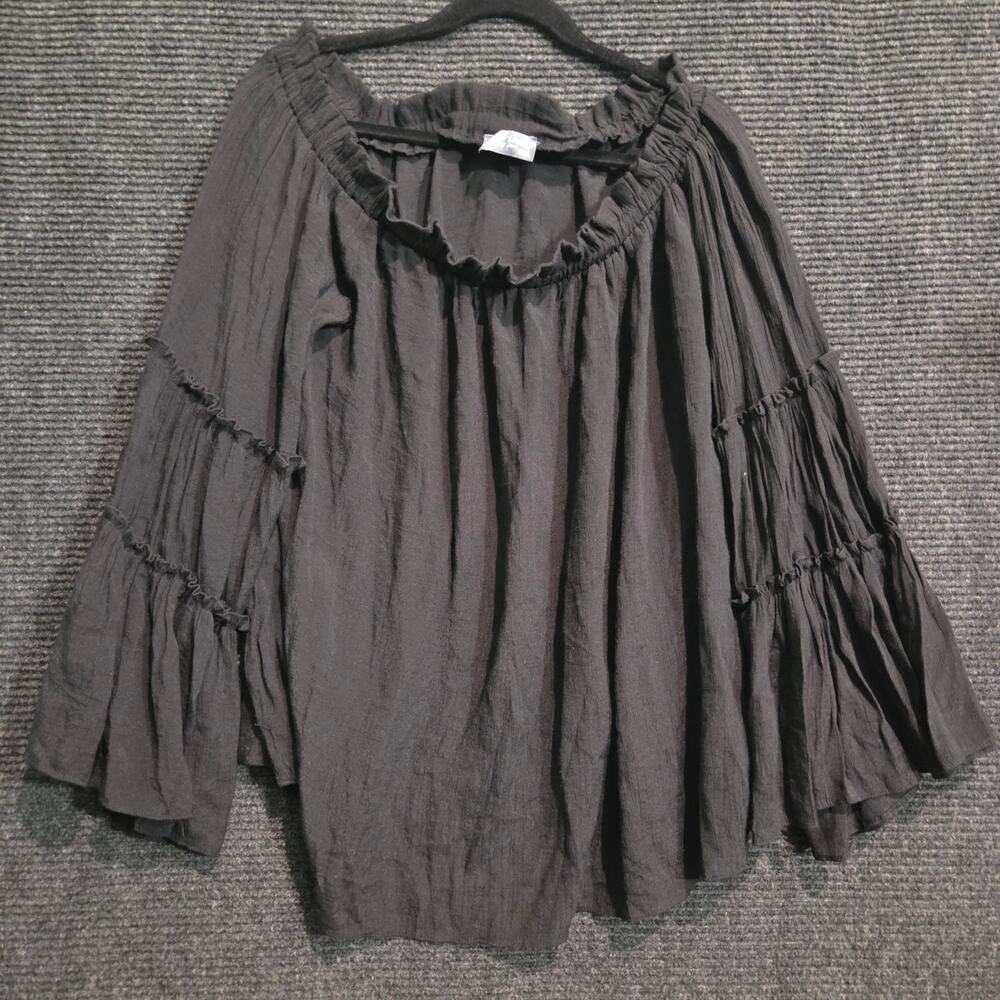 Sweet Lovely by Jen Black Off The Shoulder Bell Sleeve Boho Blouse Womens 3XL